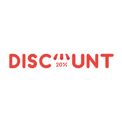 Vector icon concept of discount word with store awning and percent 20