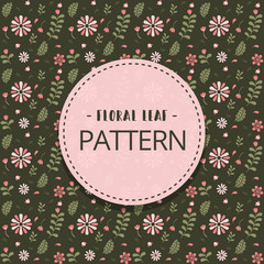 Fototapeta na wymiar vector flat hand drawn sweet floral seamless pattern in vintage pastel dark green