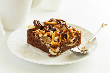 chocolate brownie with caramel.