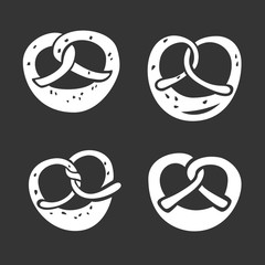 Pretzel icon set. Simple set of pretzel vector icons for web design isolated on gray background