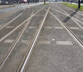 streetcar or tram tracks in a German city