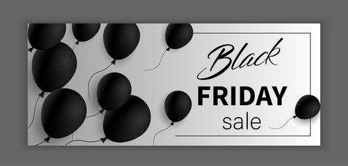 White promo booklet or flyer with balloons for Black friday sale.