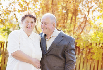 happy elderly couple outdoor