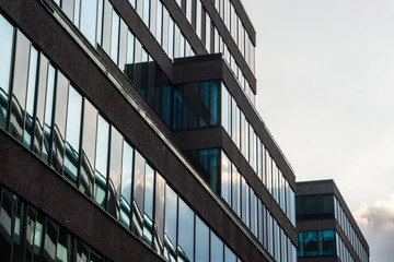 Stright lines architecture exterior of glass modern building