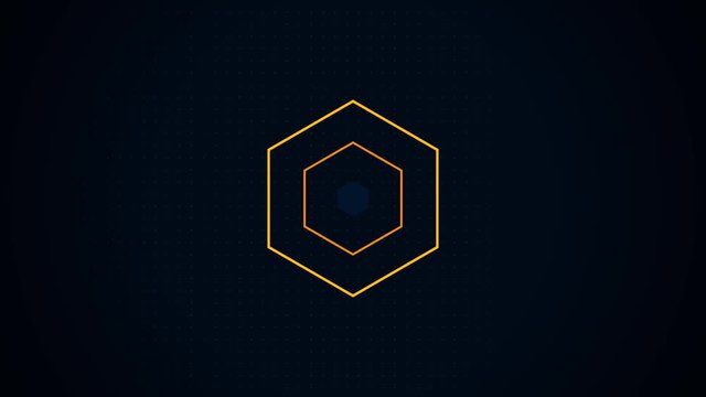 Abstract Hexagon Geometric Surface Loop, Appearing and disappearing multi-colored hexagon. Abstract high tech geometric motion background with hexagons. Seamless looping.