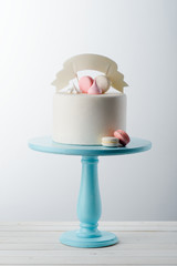 Smooth cake on neutral background