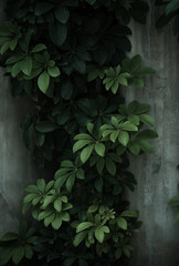 tropical plant bush in dark tone low key style