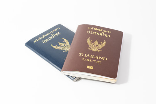 Thailand passport and OFFICIAL passsport isolated on white background.