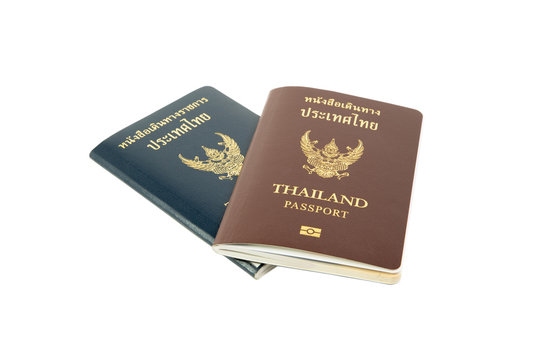 clipping path Thailand passport and OFFICIAL passsport isolated on white background.