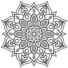 Outline Mandala. Ornamental round doodle flower isolated on white background. Geometric circle element. Vector illustration.