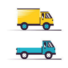 Cargo Trucks. Delivery Services, Shipping and Freight of Goods, Vector Illustration