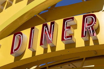 Red and yellow diner neon sign