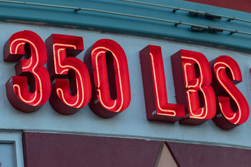 350 lbs red neon sign