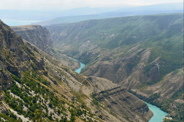 Fototapeta na wymiar Sulak canyon in Dagestan, one of the deepest in the world. 