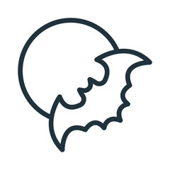 Halloween Night Bat Moon Moonlight Minimal Flat Line Stroke Icon Pictogram