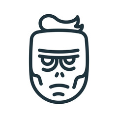 Zombie Monster Evil Face Halloween Minimal Flat Line Stroke Icon Pictogram