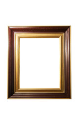Wooden golden picture frame, isolated on white. With clipping path.