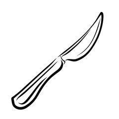 Obraz premium Cutlery, kitchen knife, black contour, sharp object