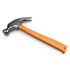 Hammer on white background, isolated. 3D rendering