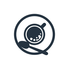 Cup with art latte isolated top icon on white background, coffee set, logo and sign