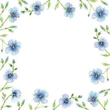 watercolor frame from the drawings of flowers on a white background