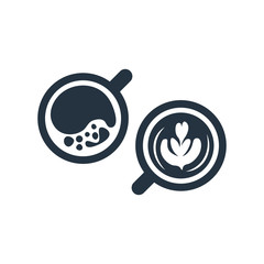Double latte isolated icon on white background, 400 coffee set, logo and sign