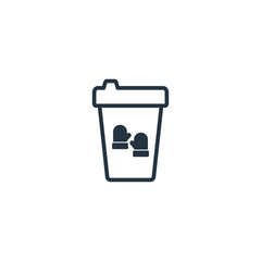 Paper cup isolated line icon on white background, 400 coffee set, logo and sign, gloves