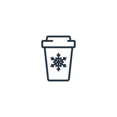 Paper cup isolated line icon on white background, 400 coffee set, logo and sign, snowflake, snow