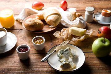 Delicious breakfast on the wood