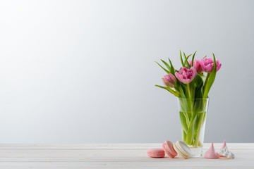 Tulips on light grey background