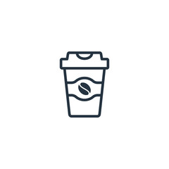 Paper cup with art bean isolated line icon on white background, 400 coffee set, logo and sign
