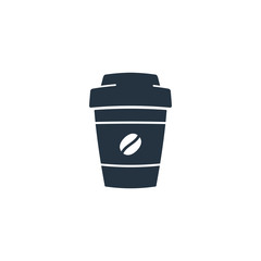 Paper cup with art bean isolated flat icon on white background, 400 coffee set, logo and sign