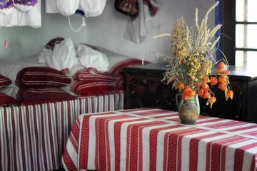 Traditional interior of the ancient Ukrainian hut