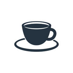 Cup, saucer isolated icon on white background, coffee set, logo and sign