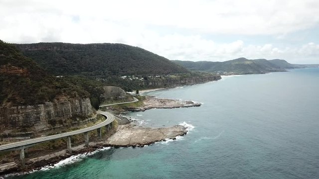 Sydney Wollongong sea cliff bridge drone footage