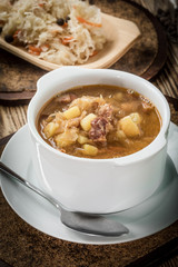Sour cabbage soup.