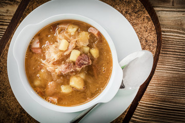 Sour cabbage soup.