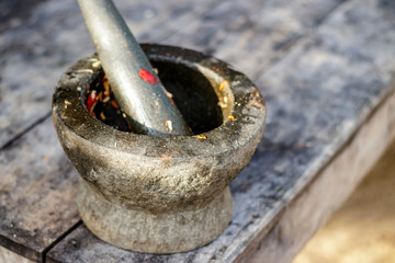 Granite mortar are just finished with papaya salad