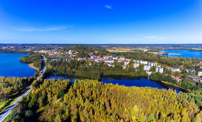 Aerial view of Kangasala, Finland, on a sunny day