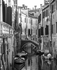 Italy beauty, in BW tone typical canal street in Venice, Venezia