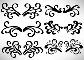 Abstract curly element set for design, swirl, curl. Divider collection. Vector illustration.