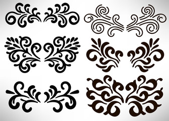 Abstract curly element set for design, swirl, curl. Divider collection. Vector illustration.
