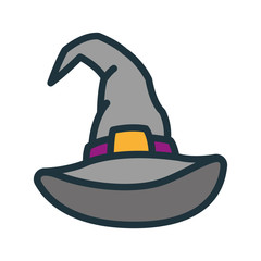 Witch Wizard Hat Minimal Color Flat Line Stroke Icon Pictogram