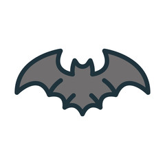 Flying Bat Halloween Minimal Color Flat Line Stroke Icon Pictogram