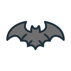 Flying Bat Halloween Minimal Color Flat Line Stroke Icon Pictogram