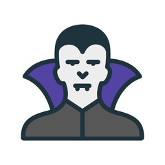 Vampire Dracula Fangs Halloween Color Minimal Flat Line Stroke Icon Pictogram