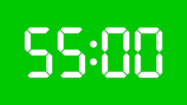 Digital countdown of 60 seconds with regular hundredths, 4K UHD, optimized for 30 fps to avoid frame rate distortions and interpolation artifacts - Green screen and Alpha channel - arzawen.com/timer