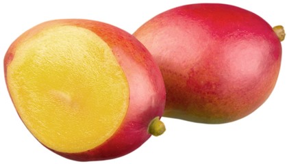 Whole and sliced ripe mango