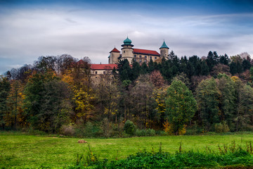 Zamek w Wiśniczu – zamek położony na zalesionym wzgórzu nad rzeką  we wsi Stary Wiśnicz, Polska © Senatorek