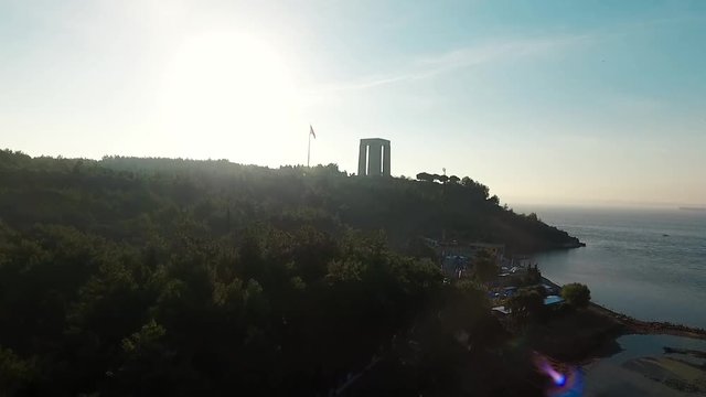 The &Ccedil;anakkale Martyrs' Memorial is a war memorial commemorating the service of about 253,000 Turkish soldiers who participated at the Battle of Gallipoli.